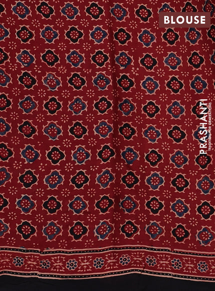 Modal silk Saree maroon and black with allover ajrakh butta prints and printed border