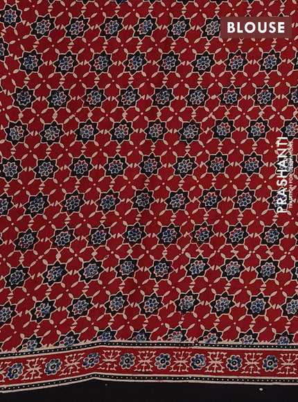 Modal silk Saree maroon and black with allover ajrakh prints and printed border