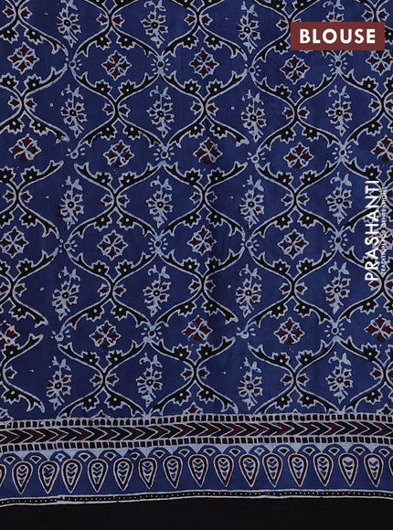 Modal silk Saree indigo blue and black with allover polka dot & ajrakh prints and printed border