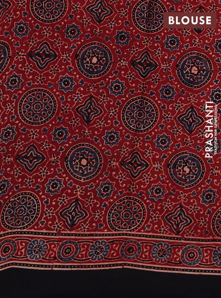 Modal silk Saree maroon and black with allover ajrakh prints and printed border