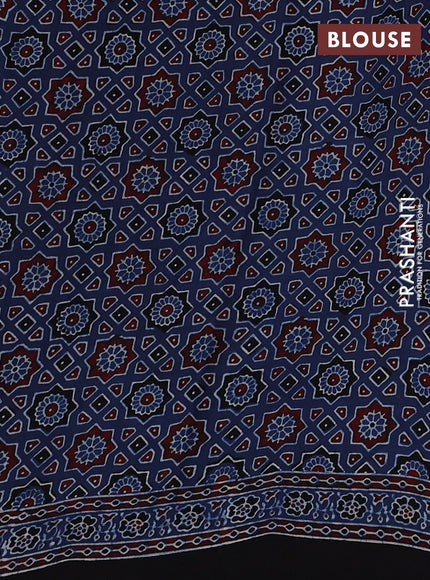 Modal silk Saree indigo blue and black with allover ajrakh butta prints and printed border