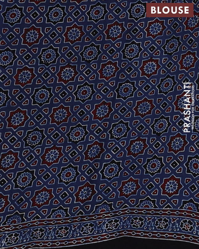 Modal silk Saree indigo blue and black with allover ajrakh butta prints and printed border