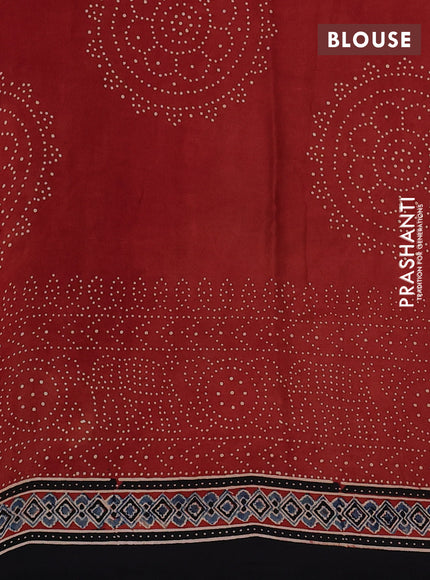 Modal silk Saree black and maroon with allover ajrakh prints and printed border