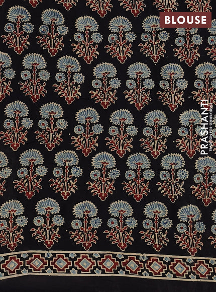 Modal silk Saree black with allover ajrakh prints and printed border