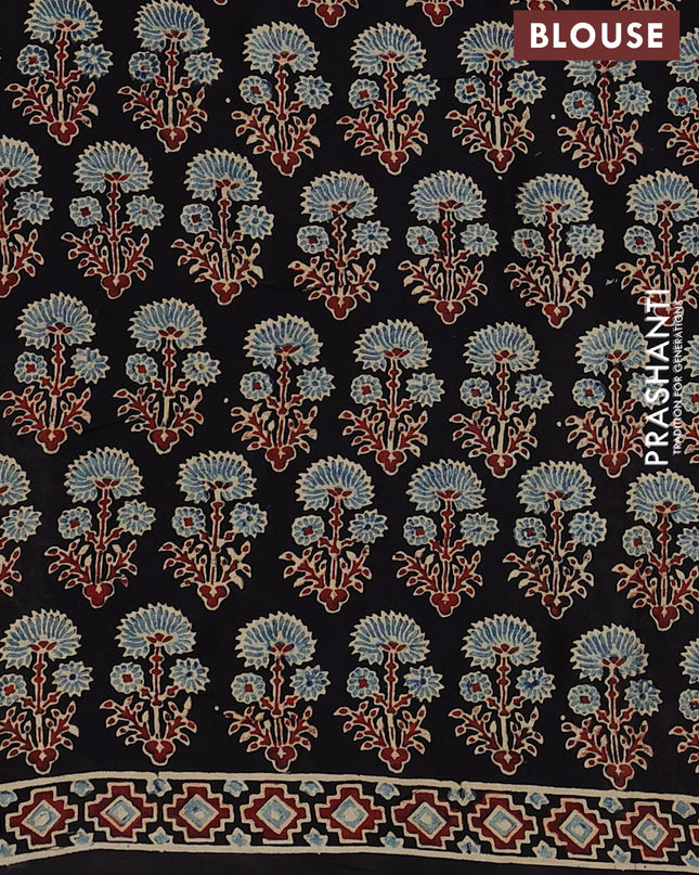 Modal silk Saree black with allover ajrakh prints and printed border