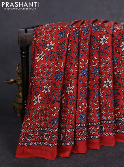 Modal silk Saree maroon with allover ajrakh prints and printed border