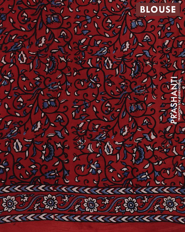 Modal silk Saree maroon with allover ajrakh prints and printed border
