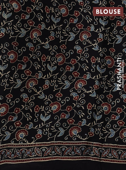 Modal silk Saree black blue with allover ajrakh prints and printed border