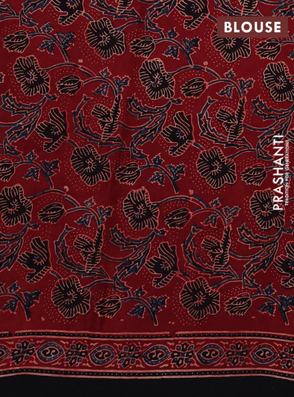 Modal silk Saree maroon and black with allover ajrakh prints and printed border