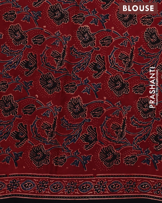 Modal silk Saree maroon and black with allover ajrakh prints and printed border