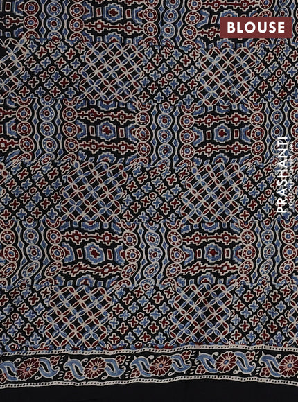 Modal silk Saree black and maroon with allover prints and ajrakh printed border