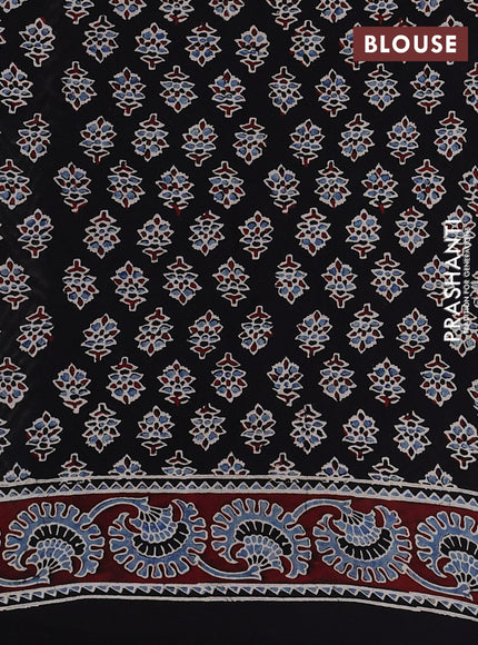 Modal silk Saree black and maroon with allover zig zag prints and ajrakh printed border
