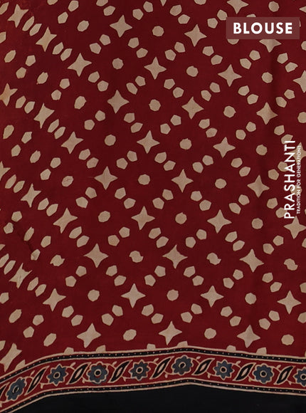 Modal silk Saree maroon and black with allover ajrakh prints and printed border
