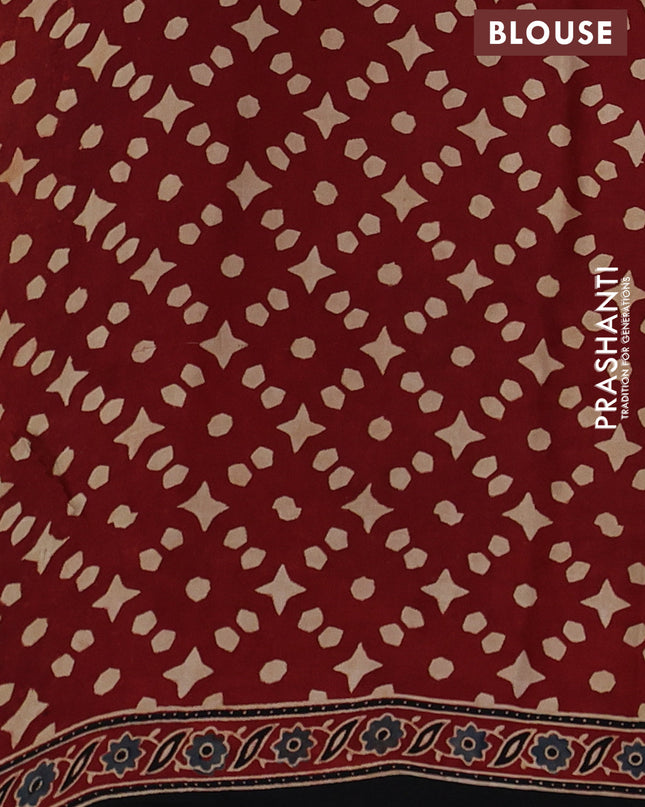 Modal silk Saree maroon and black with allover ajrakh prints and printed border