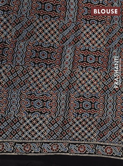 Modal silk Saree cream and black with allover ajrakh prints and printed border
