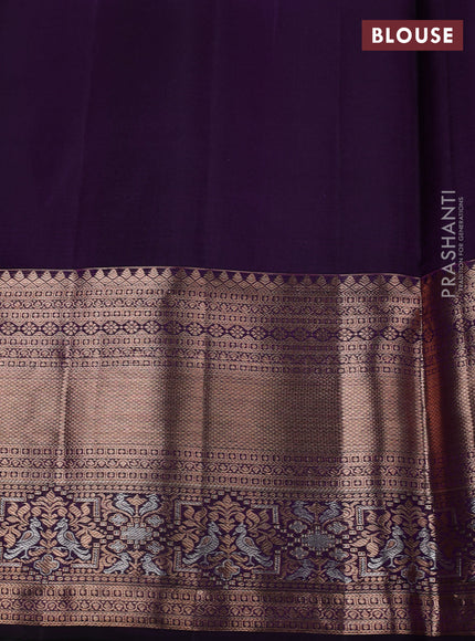 Pure kanchipuram silk saree violet with allover zari woven brocade weaves and long zari woven border