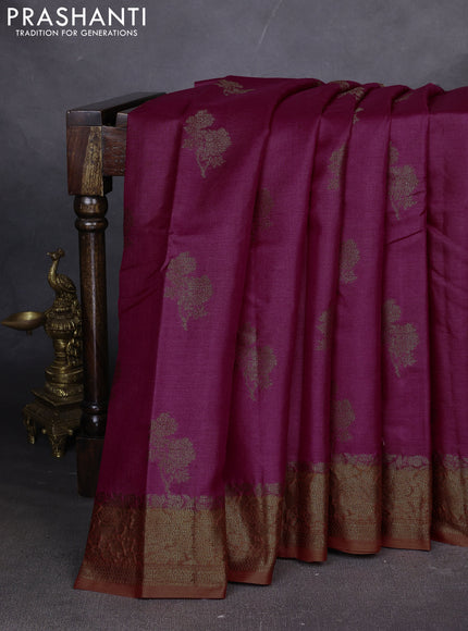Banarasi tussar silk saree pink and orange with thread & zari woven buttas and woven border