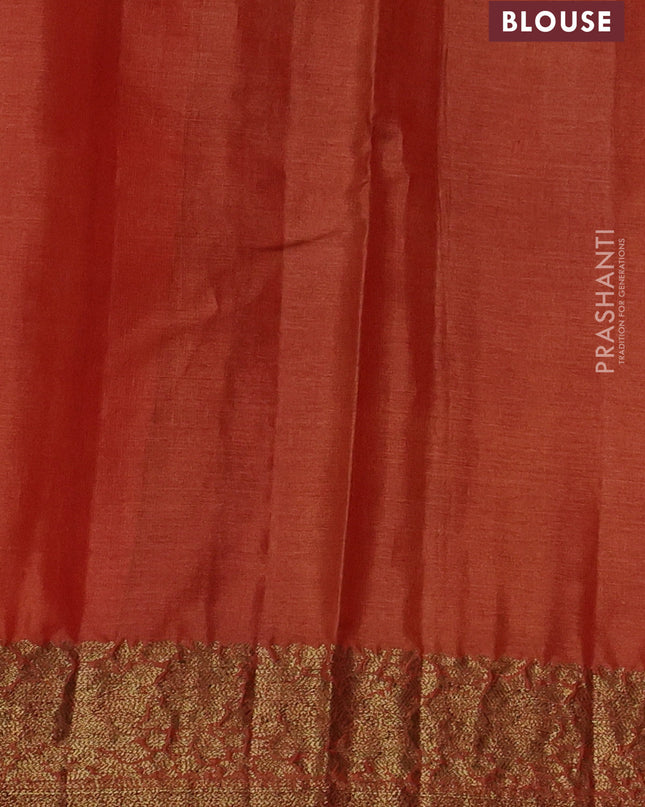 Banarasi tussar silk saree pink and orange with thread & zari woven buttas and woven border