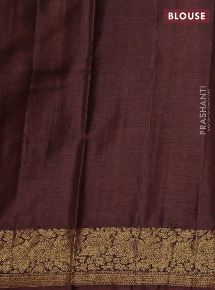 Banarasi tussar silk saree beige and brown with thread & zari woven buttas and woven border
