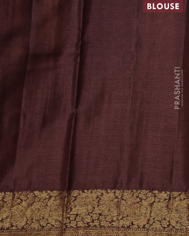 Banarasi tussar silk saree beige and brown with thread & zari woven buttas and woven border