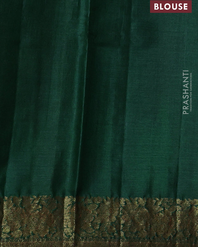 Banarasi tussar silk saree red and green with thread & zari woven buttas and woven border