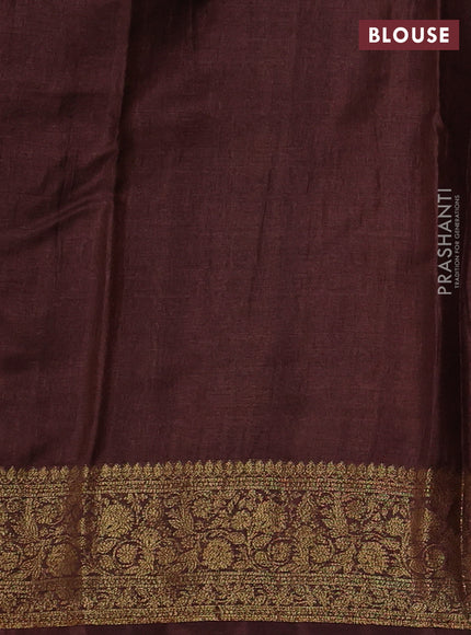 Banarasi tussar silk saree beige and brown with thread & zari woven buttas and woven border