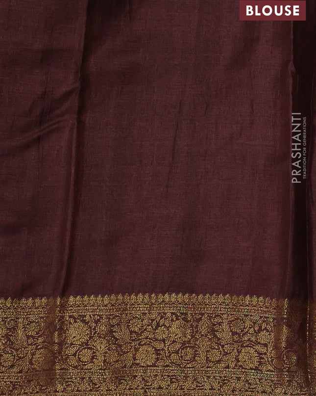 Banarasi tussar silk saree beige and brown with thread & zari woven buttas and woven border