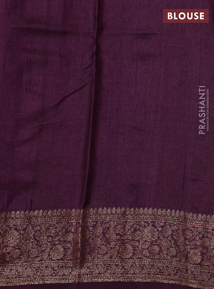 Banarasi tussar silk saree mehendi green and wine shade with thread & zari woven buttas and woven border