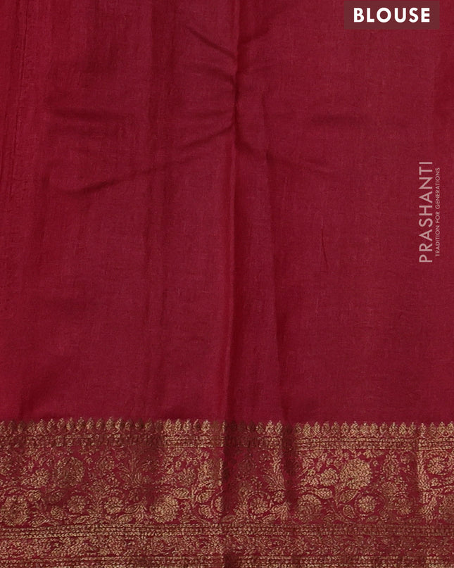 Banarasi tussar silk saree violet and maroon with thread & zari woven buttas and woven border