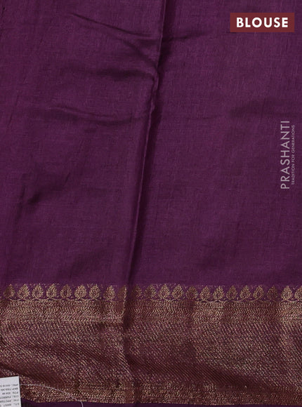 Banarasi tussar silk saree mehendi green and purple with allover thread & zari leheriya weaves and woven border