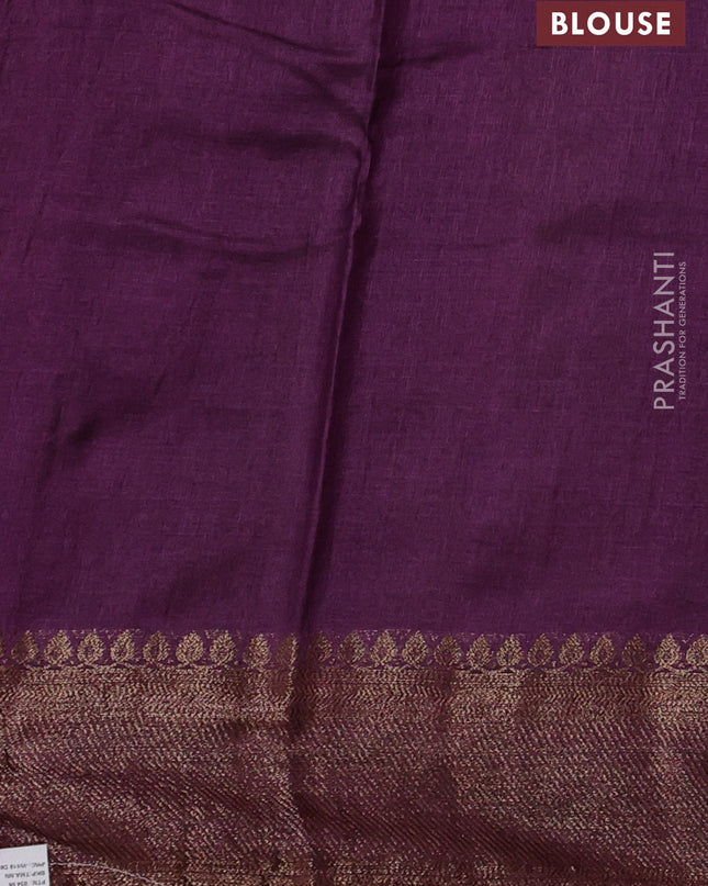 Banarasi tussar silk saree mehendi green and purple with allover thread & zari leheriya weaves and woven border