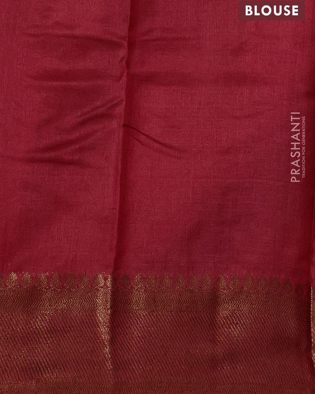 Banarasi tussar silk saree brown and red with allover thread & zari leheriya weaves and woven border