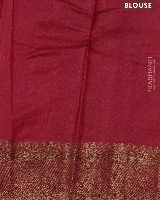 Banarasi tussar silk saree green and red with allover thread & zari leheriya weaves and woven border