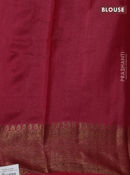 Banarasi tussar silk saree blue and maroon with allover thread & zari leheriya weaves and woven border