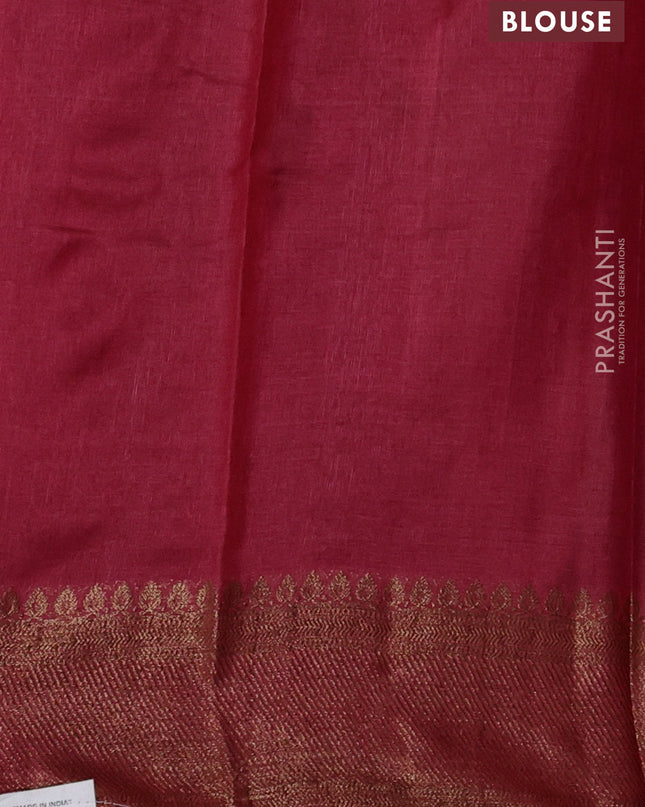 Banarasi tussar silk saree blue and maroon with allover thread & zari leheriya weaves and woven border