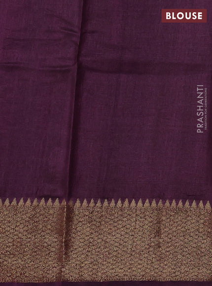 Banarasi tussar silk saree mehendi green and wine shade with thread & zari woven buttas and woven border