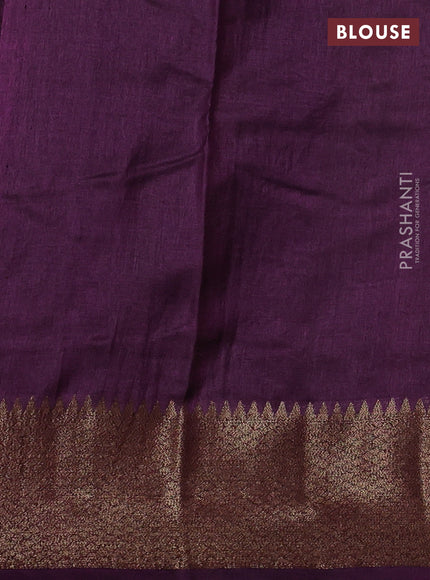 Banarasi tussar silk saree orange and purple with thread & zari woven buttas and woven border
