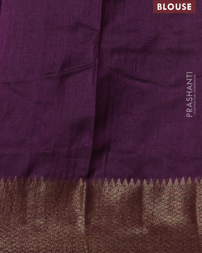 Banarasi tussar silk saree orange and purple with thread & zari woven buttas and woven border
