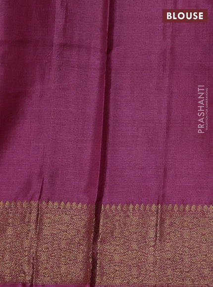 Banarasi tussar silk saree green and magenta pink with thread & zari woven buttas and woven border