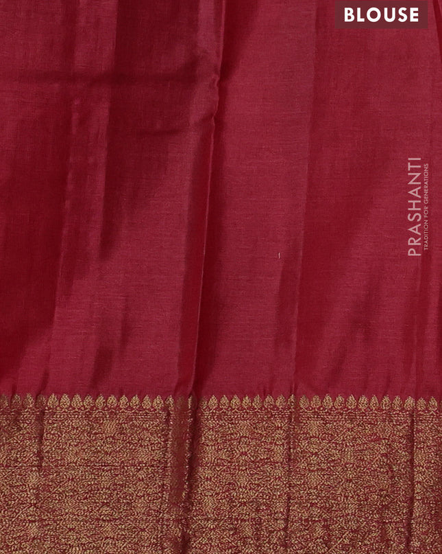Banarasi tussar silk saree brown and maroon with thread & zari woven buttas and woven border