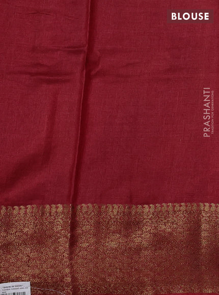 Banarasi tussar silk saree mustard yellow and maroon with allover thread & zari weaves and woven border