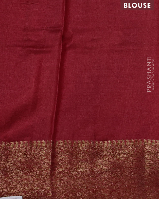 Banarasi tussar silk saree mustard yellow and maroon with allover thread & zari weaves and woven border