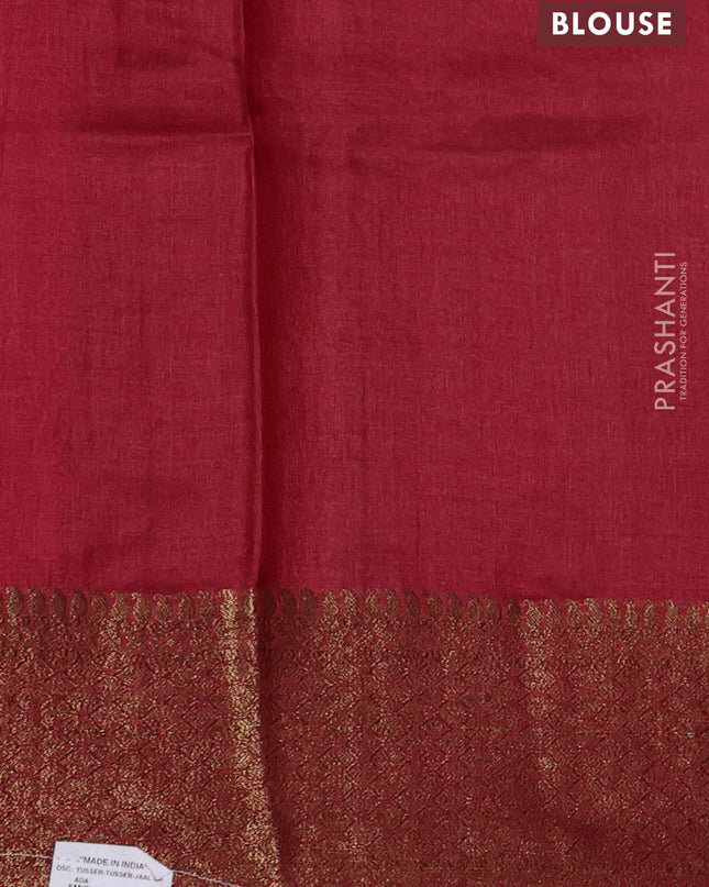 Banarasi tussar silk saree brown and red with allover thread & zari weaves and woven border