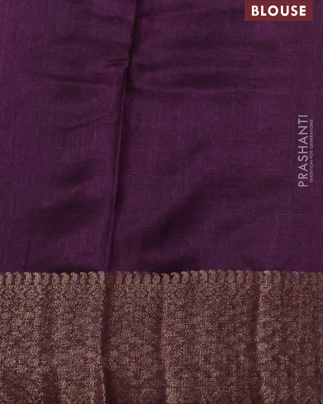 Banarasi tussar silk saree rustic orange and deep purple with allover thread & zari weaves and woven border