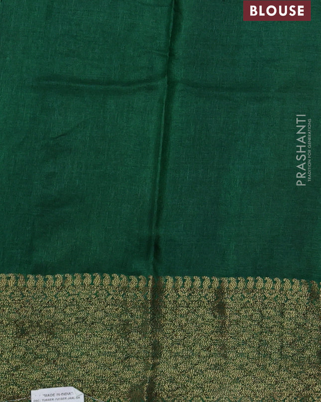 Banarasi tussar silk saree wine shade and green with allover thread & zari weaves and woven border
