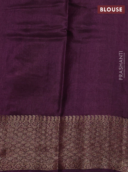 Banarasi tussar silk saree mehendi green and wine shade with allover thread & zari weaves and woven border