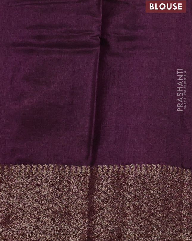 Banarasi tussar silk saree mehendi green and wine shade with allover thread & zari weaves and woven border