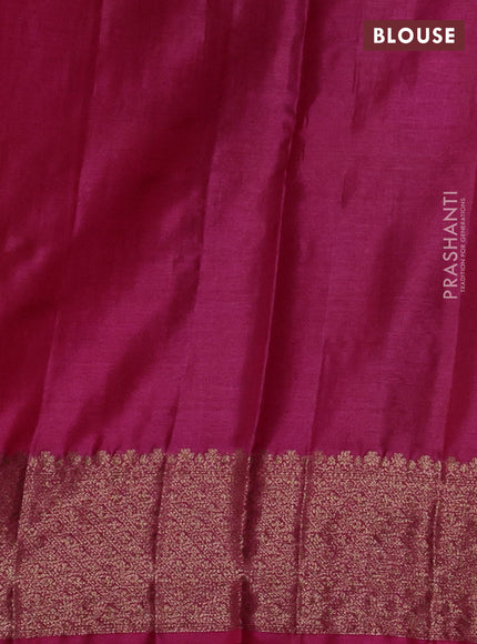 Banarasi tussar silk saree peacock blue and magenta pink with thread & zari woven buttas and woven border