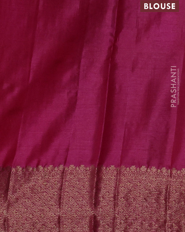 Banarasi tussar silk saree peacock blue and magenta pink with thread & zari woven buttas and woven border