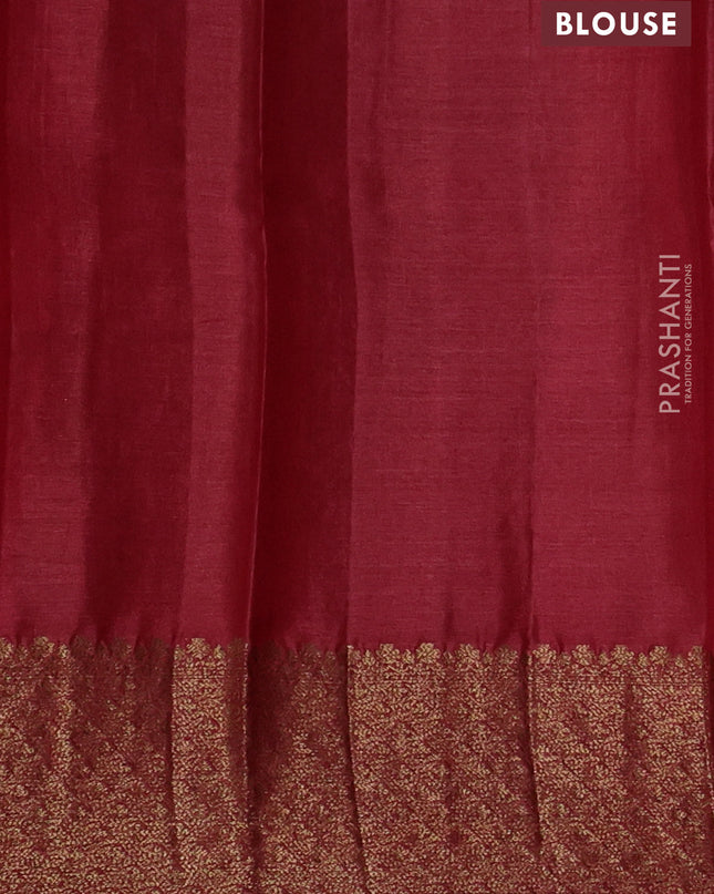 Banarasi tussar silk saree brown and maroon with thread & zari woven buttas and woven border